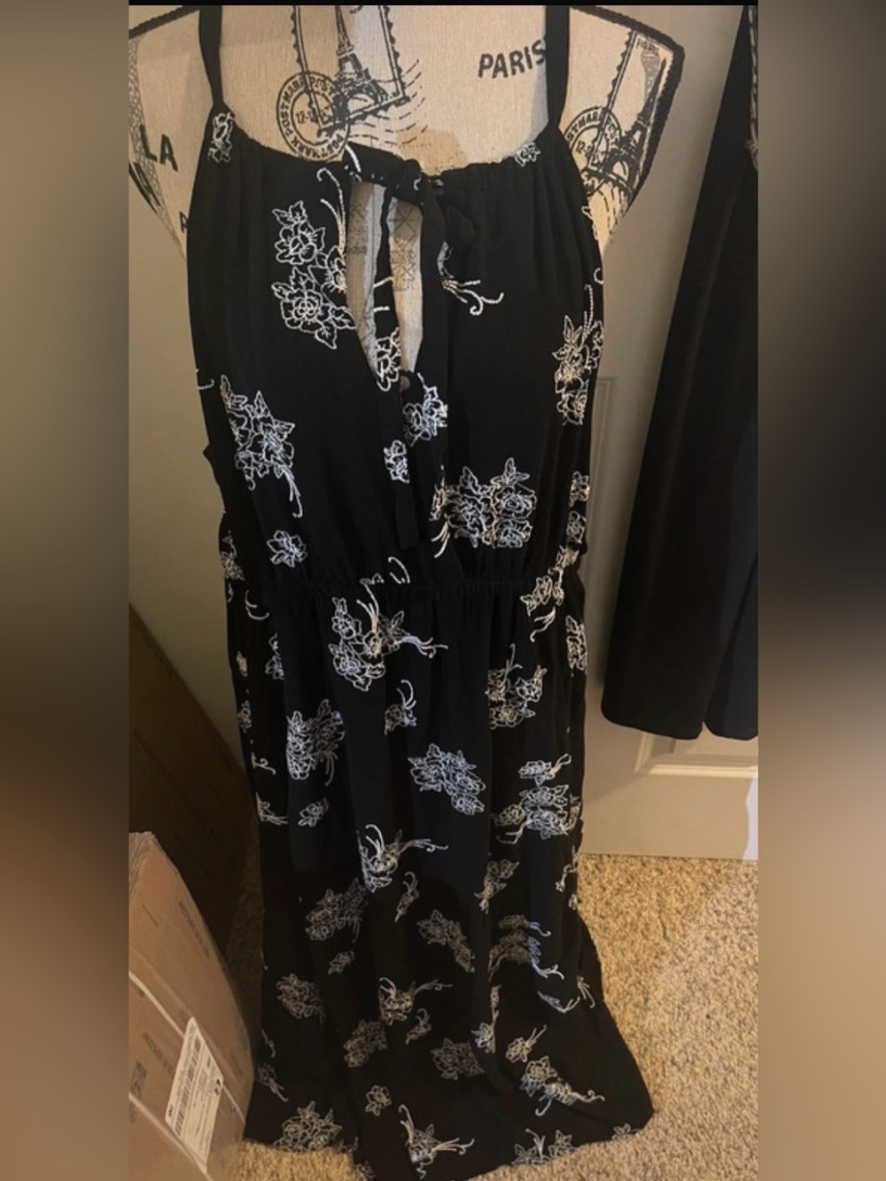 Torrid Black Floral Maxi Dress with White Print